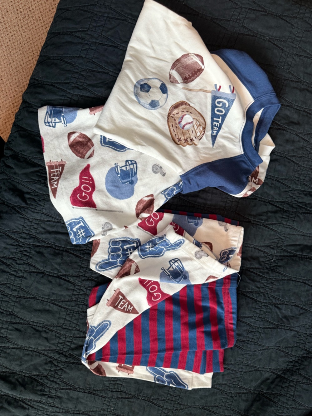 Carter's White Kids Pajama Set with Navy & Red Sports Accents *2 sets*